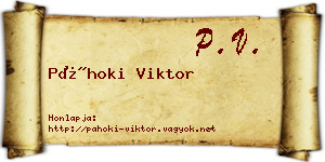 Páhoki Viktor névjegykártya